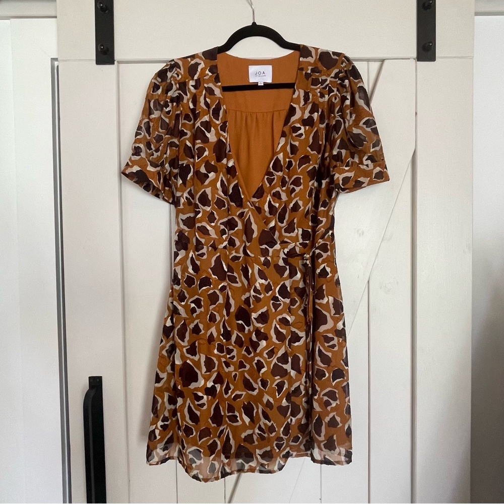 J.O.A Faux Wrap Dress Leopard Print